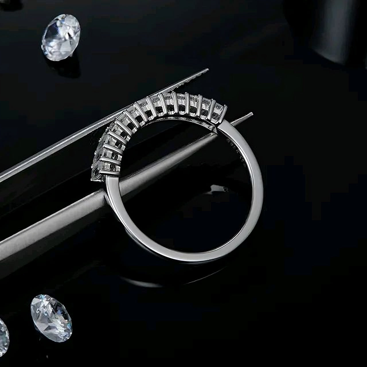 Emarald cut 1ct*13pcs multi Moissanite Ring