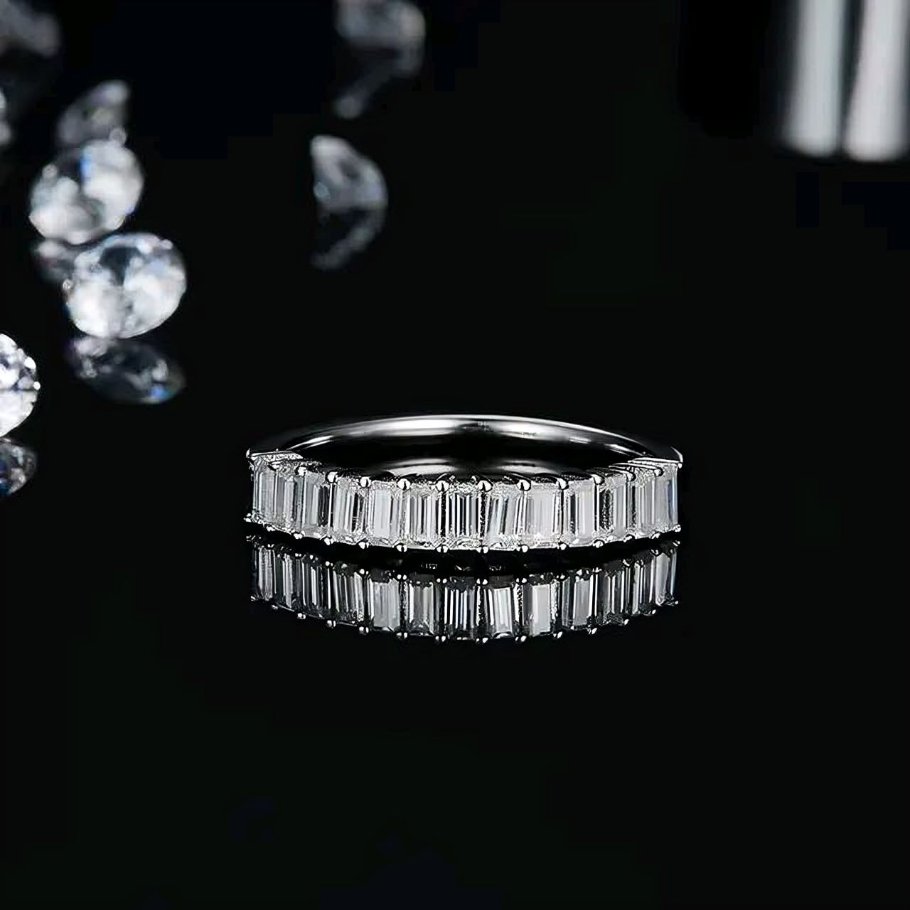 Emarald cut 1ct*13pcs multi Moissanite Ring