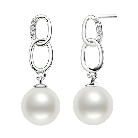 7.5-8mm freshwater white pearl earrings