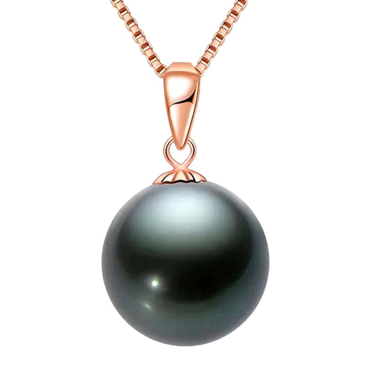 9-10mm tahitian Black pearl pendant necklace