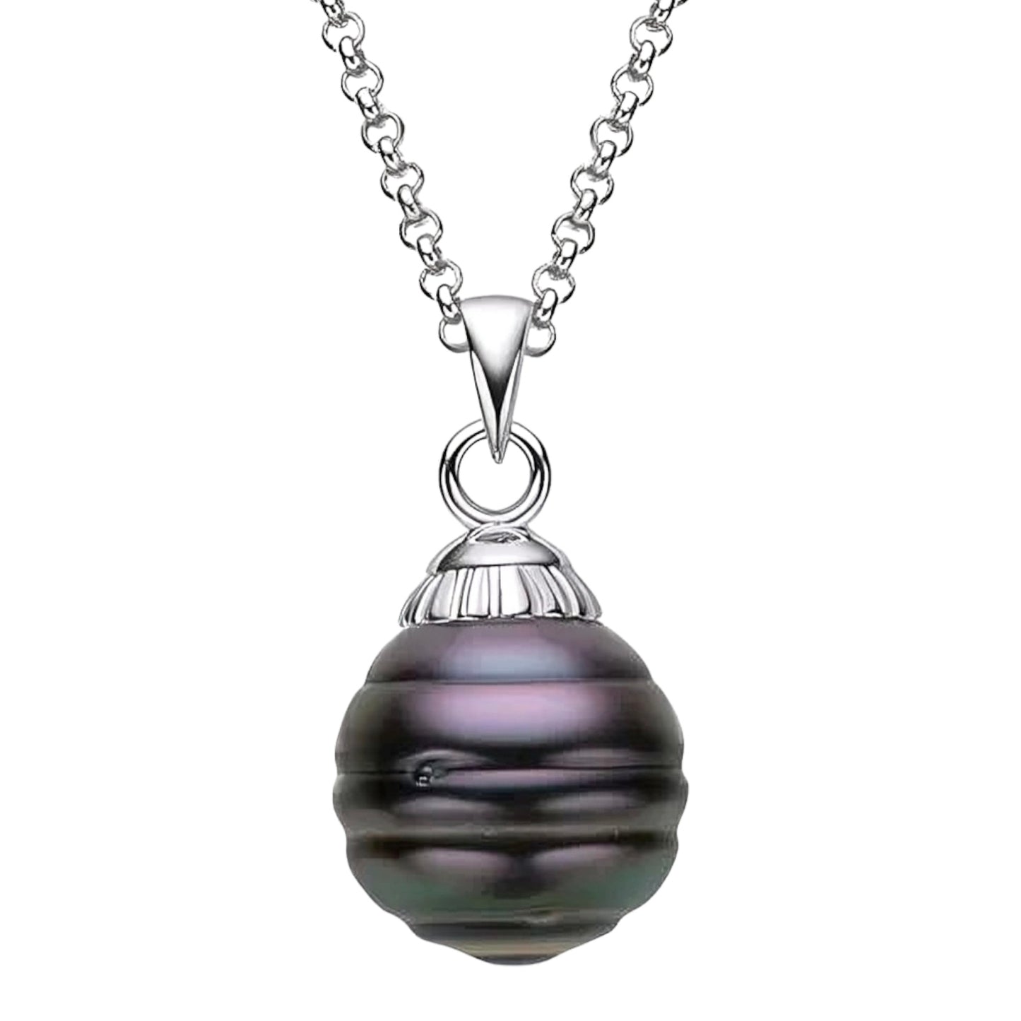 11mm Tahitian black pearl pendant necklace