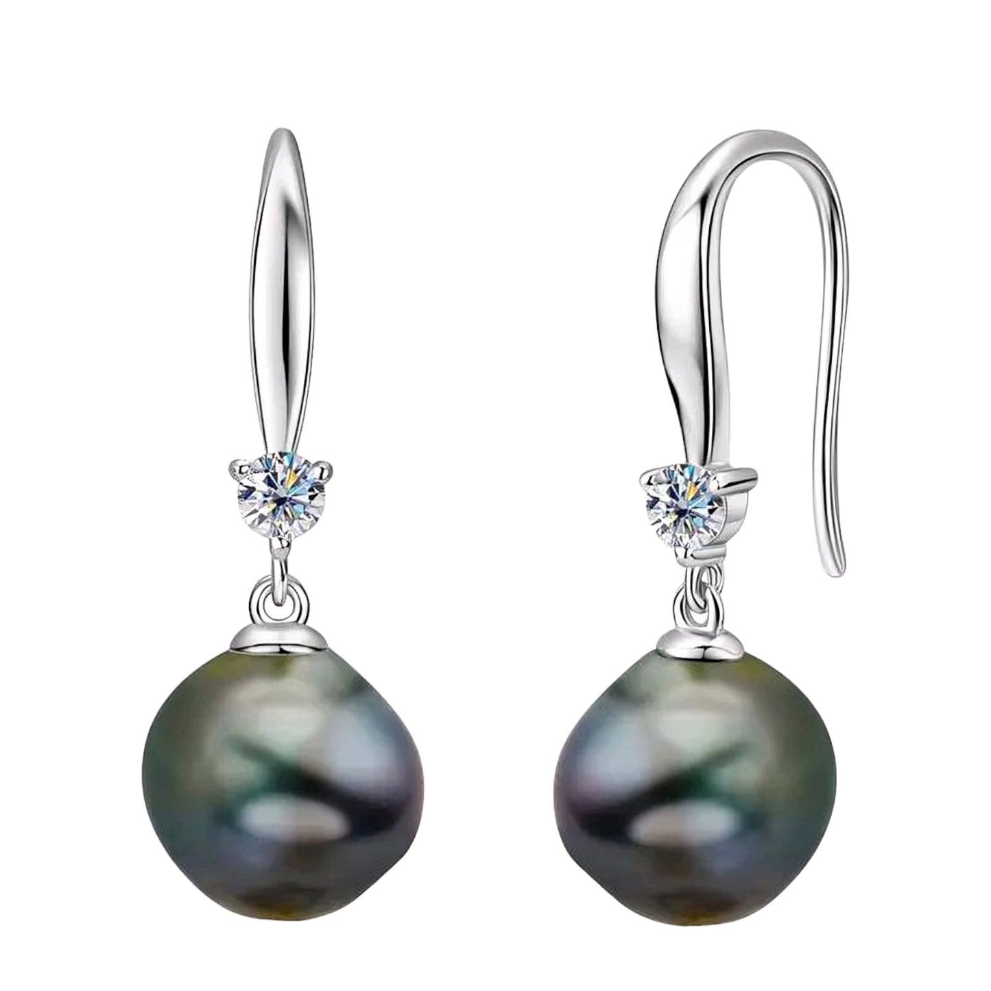 8-9mm Tahitian black pearl earrings