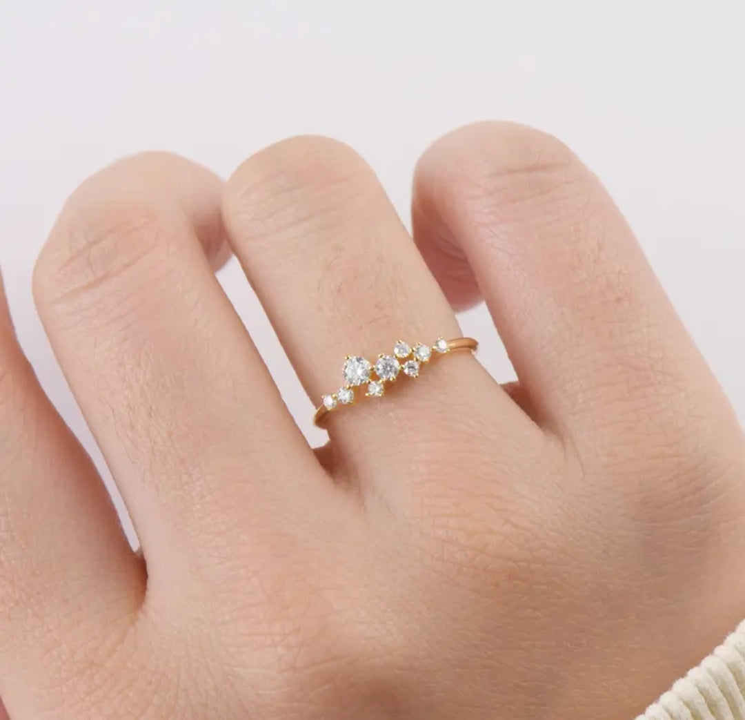 Cluster shaped Moissanite Ring
