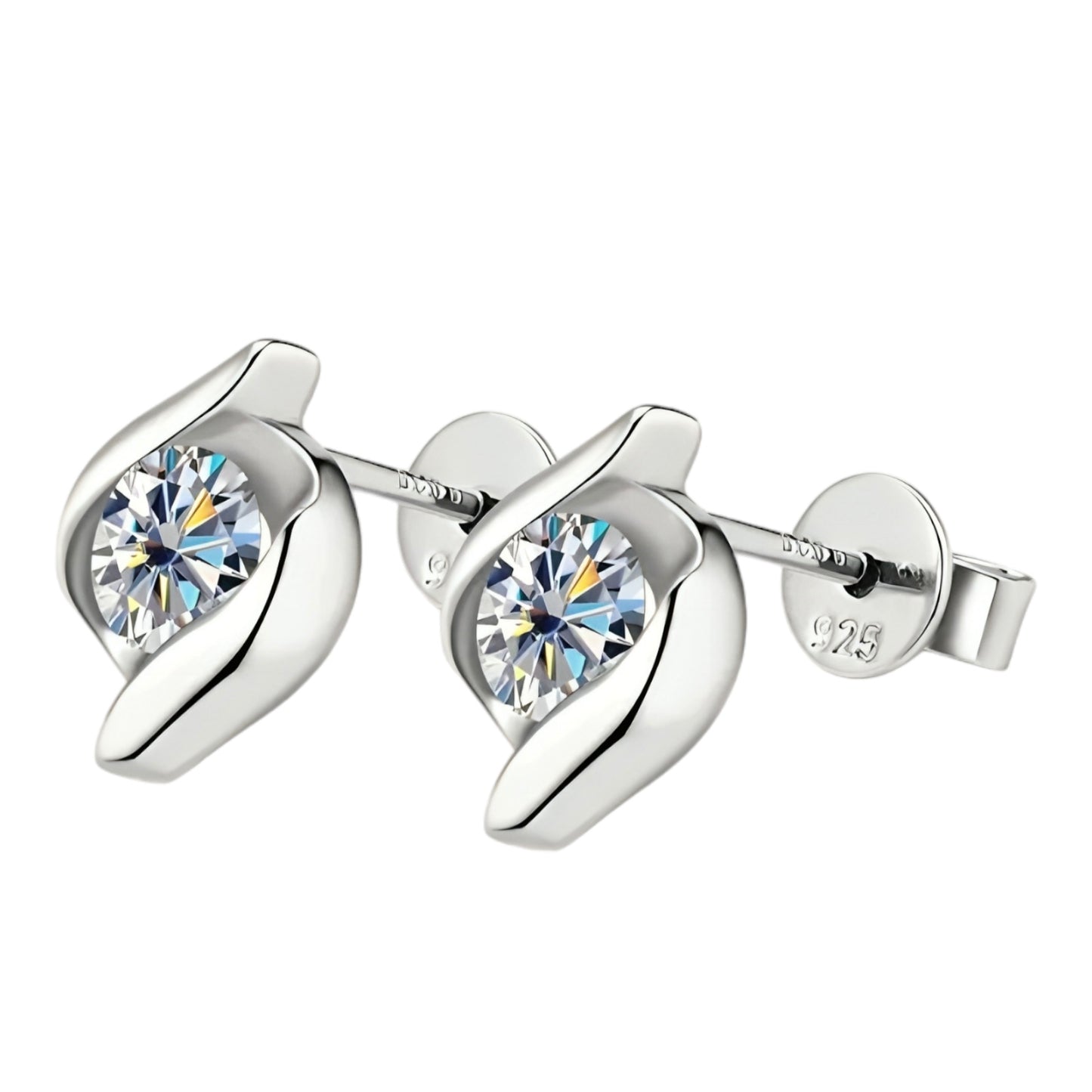 Twist  Earrings with 5mm moissanite stones