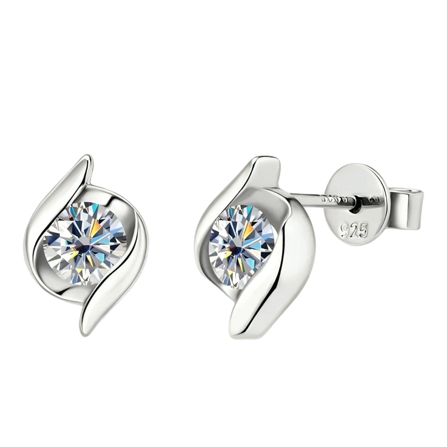 Twist  Earrings with 5mm moissanite stones