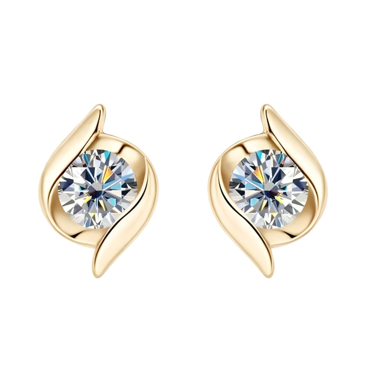 Twist  Earrings with 5mm moissanite stones