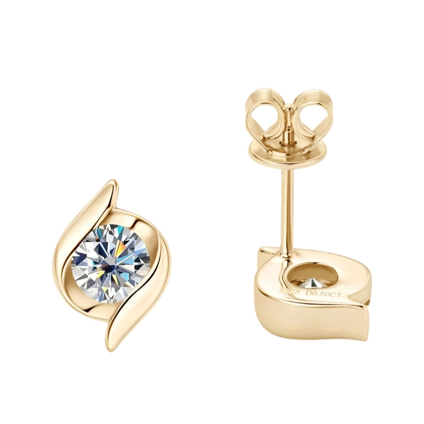 Twist  Earrings with 5mm moissanite stones