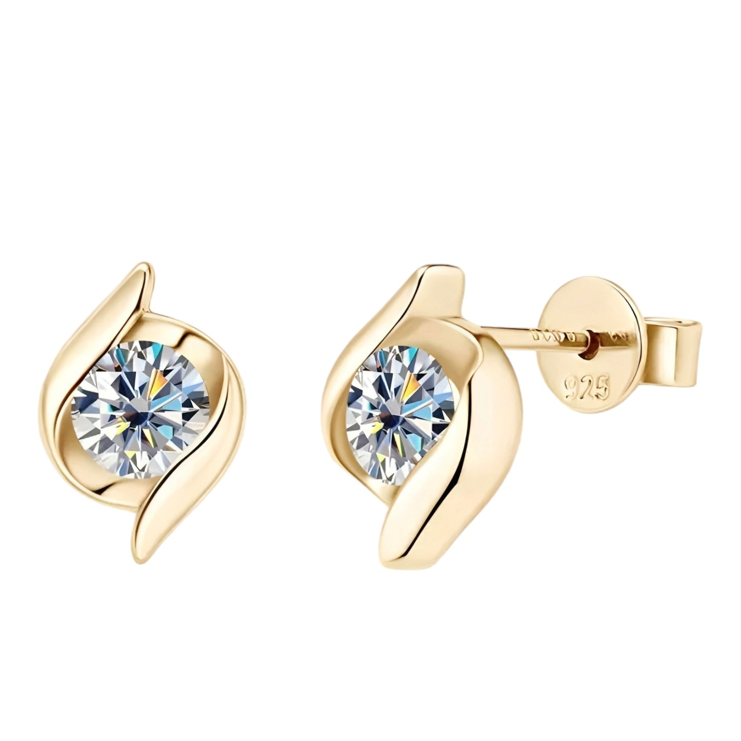 Twist  Earrings with 5mm moissanite stones
