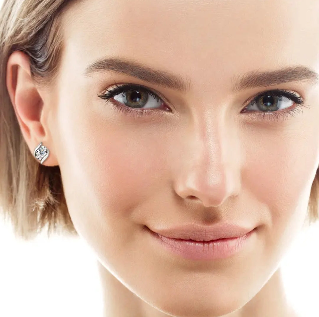 Twist  Earrings with 5mm moissanite stones