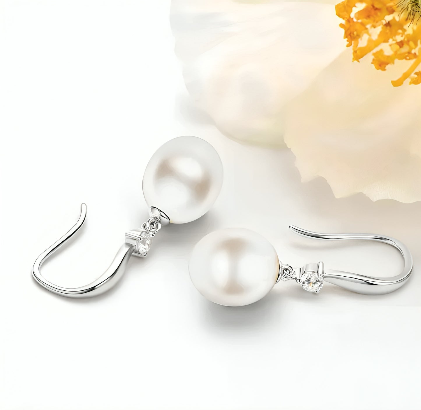 9-10mm round pearl hook earrings