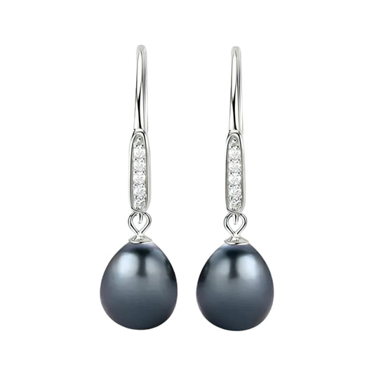 Tahitian black pearl hook earrings