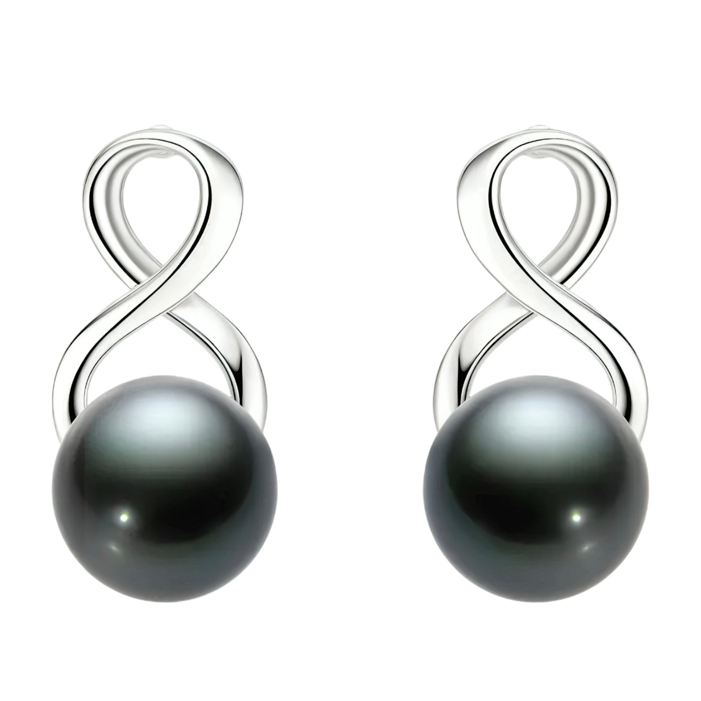 7.5-8mm round Tahitian black pearl earrings