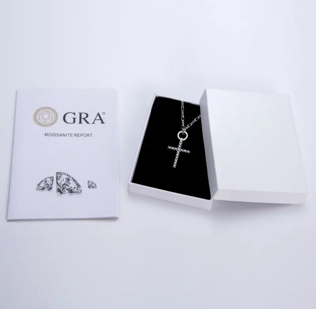 Black Moissanite cross pendant necklace