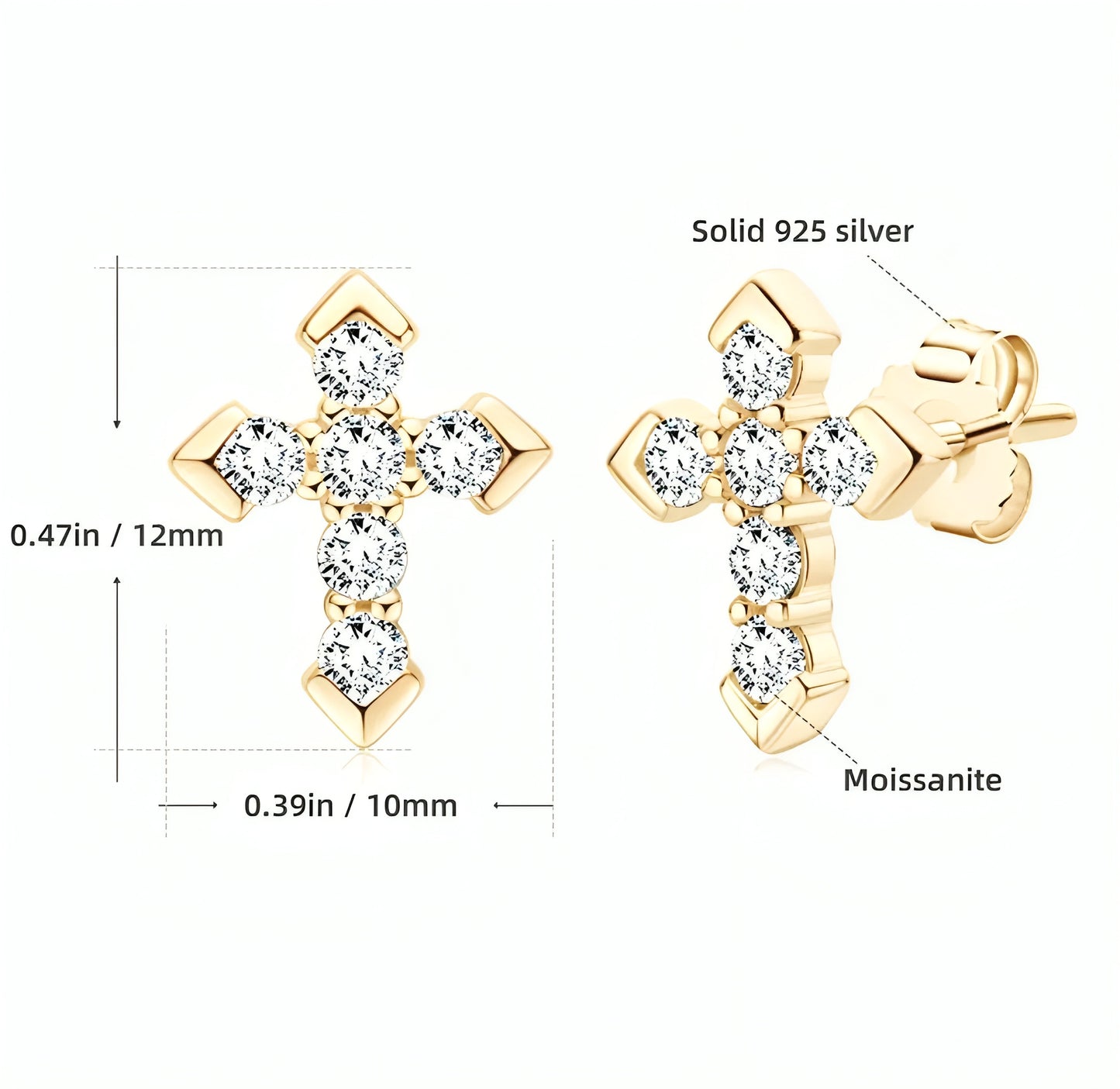 Cross unique moissanite earrings