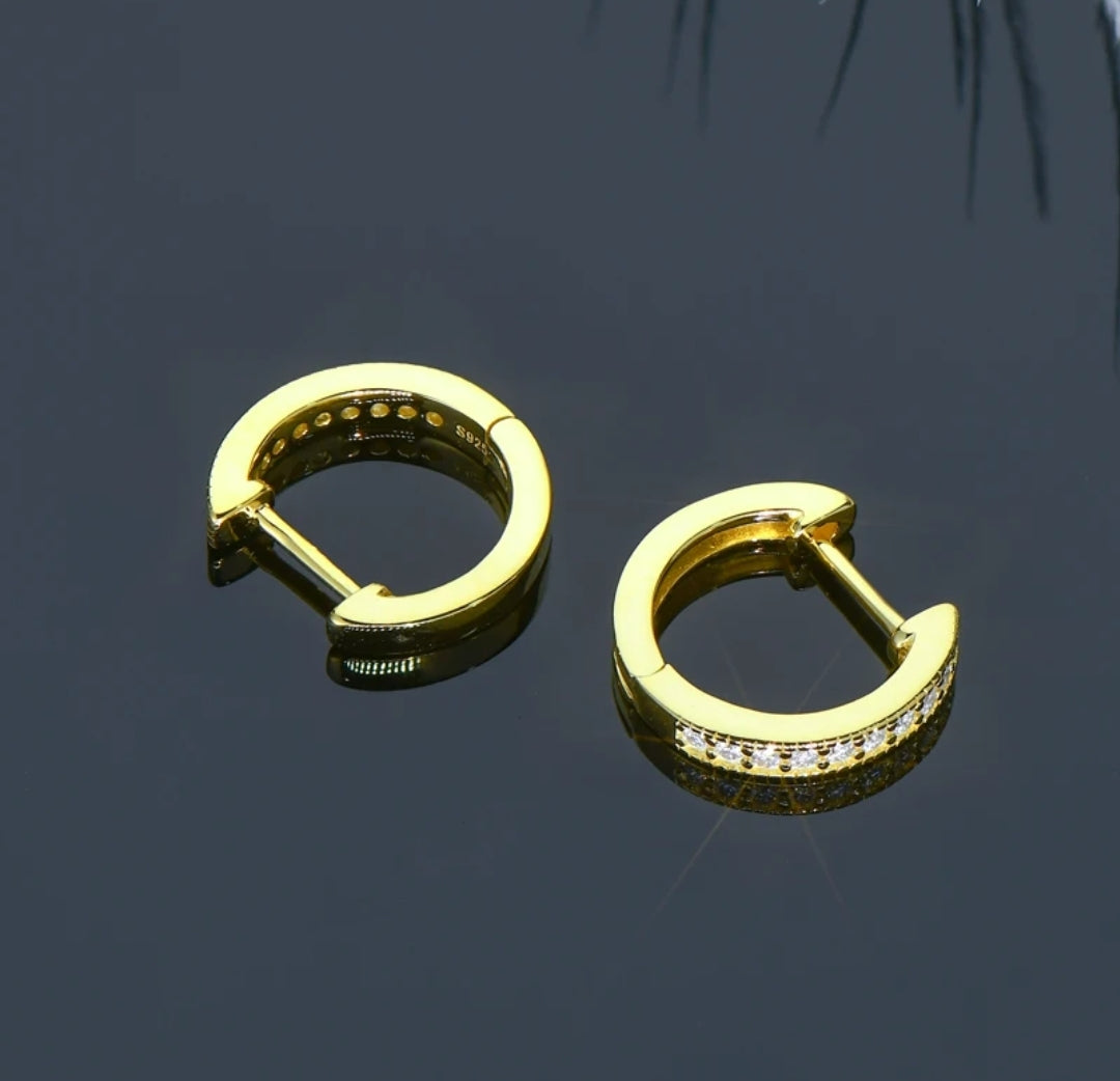 Single row hoop moissanite earrings