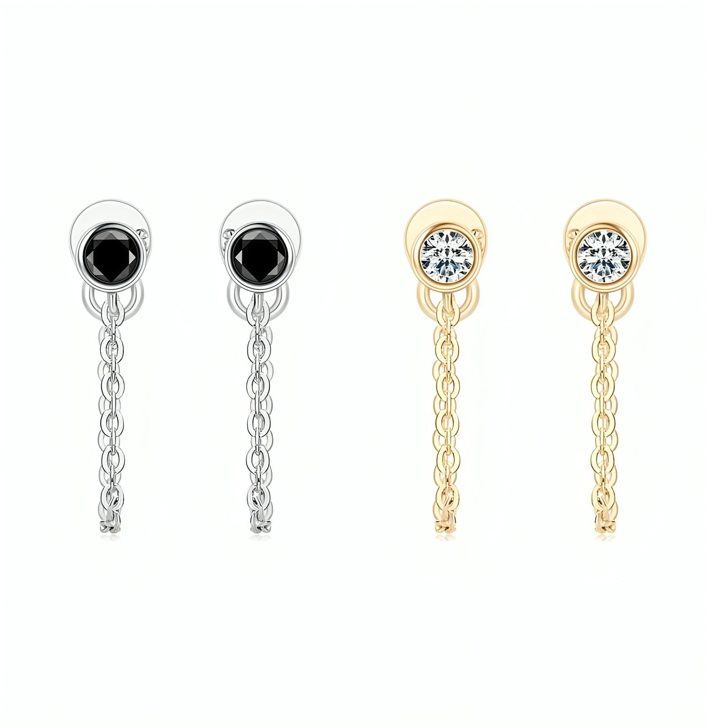 Link chain drop moissanite earrings
