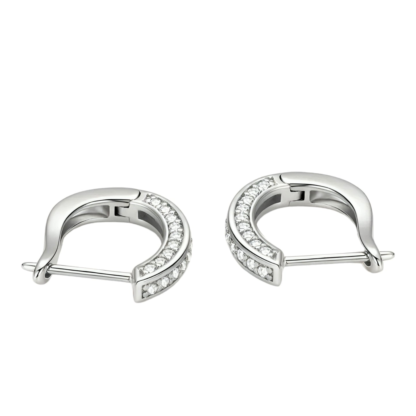 U shape silver moissanite earrings