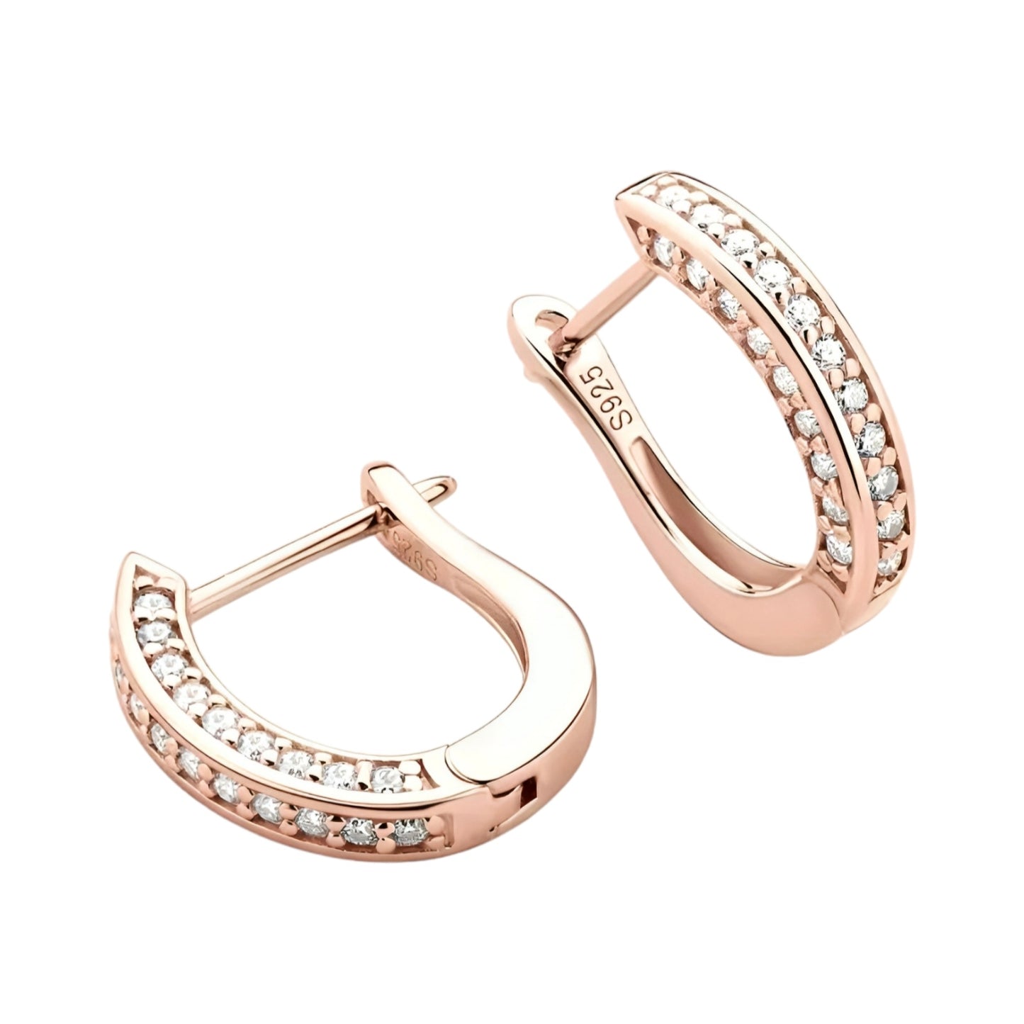 U shape silver moissanite earrings