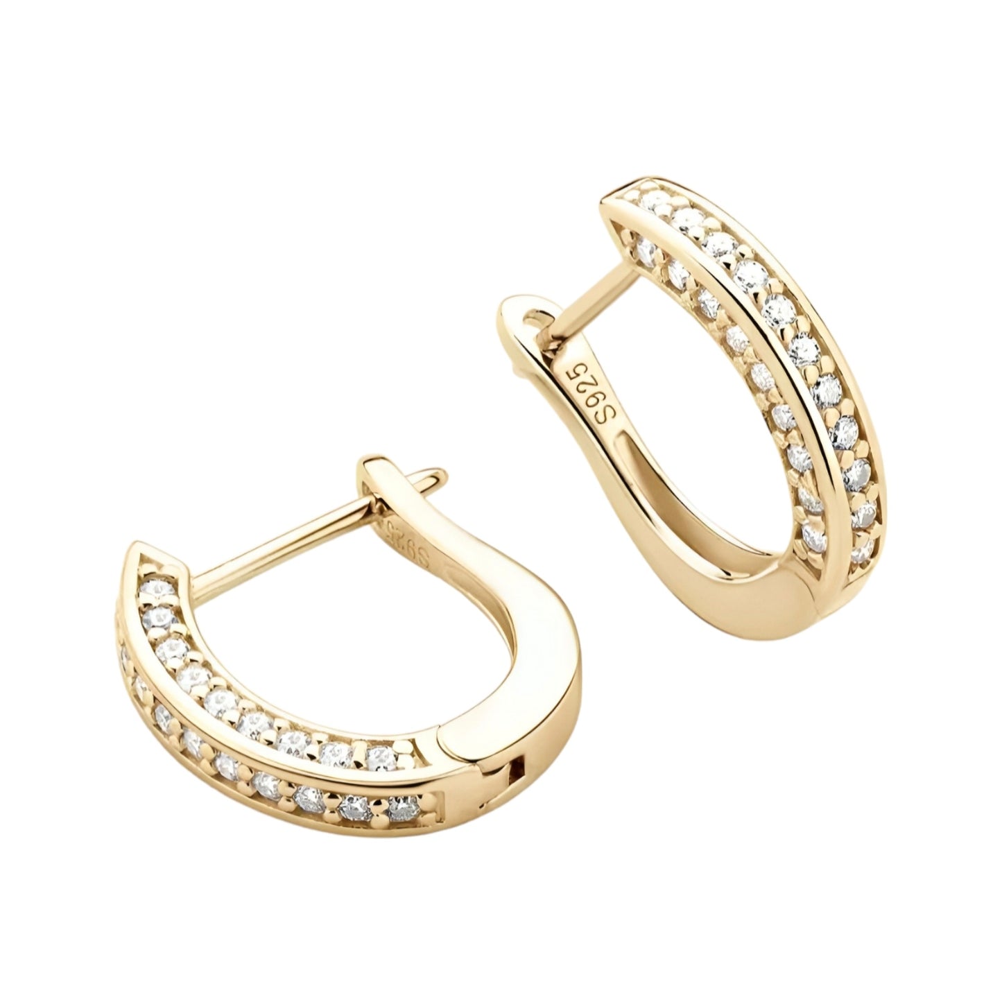 U shape silver moissanite earrings