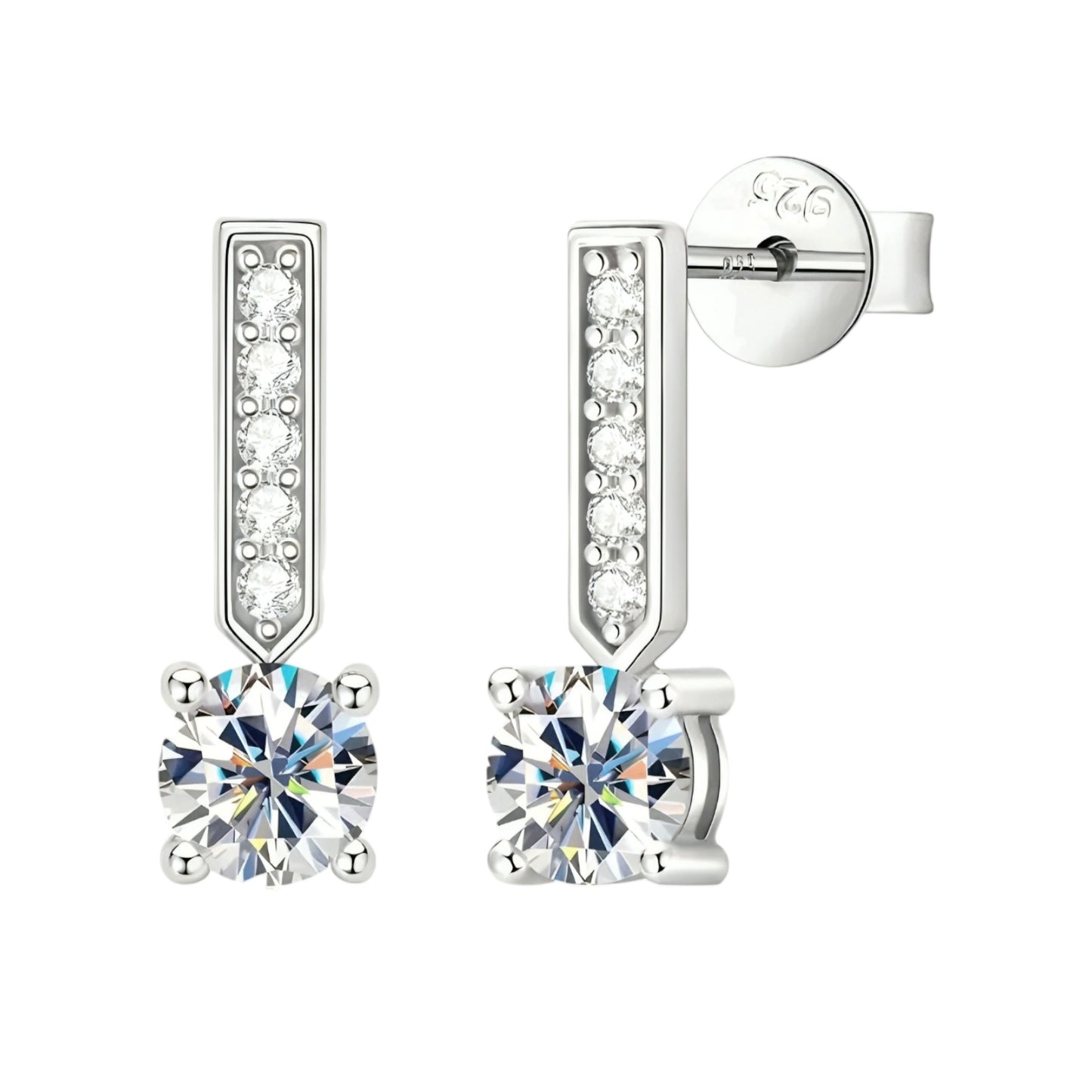 Long stud moissanite earrings