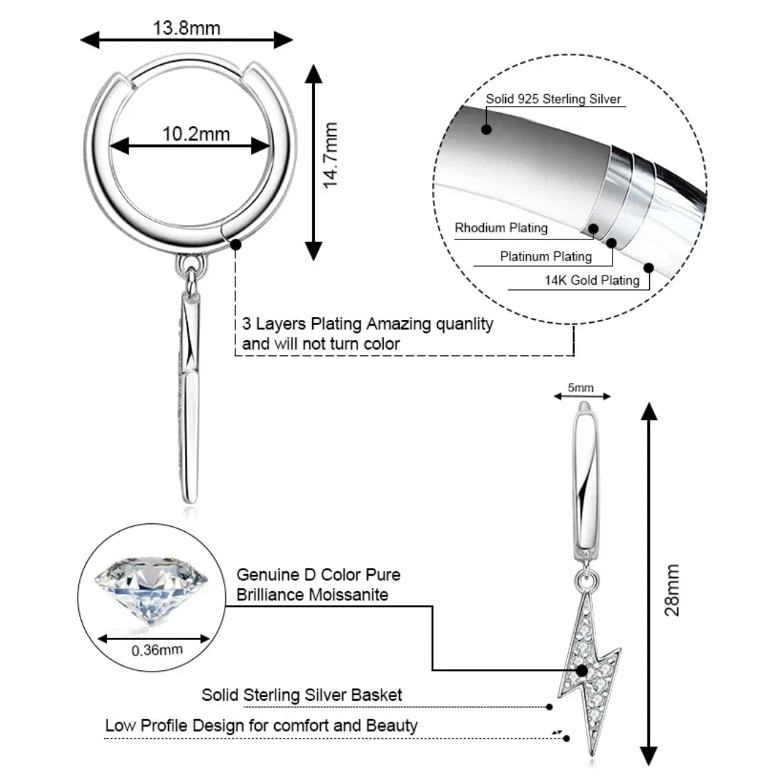 Lightning moissanite earrings