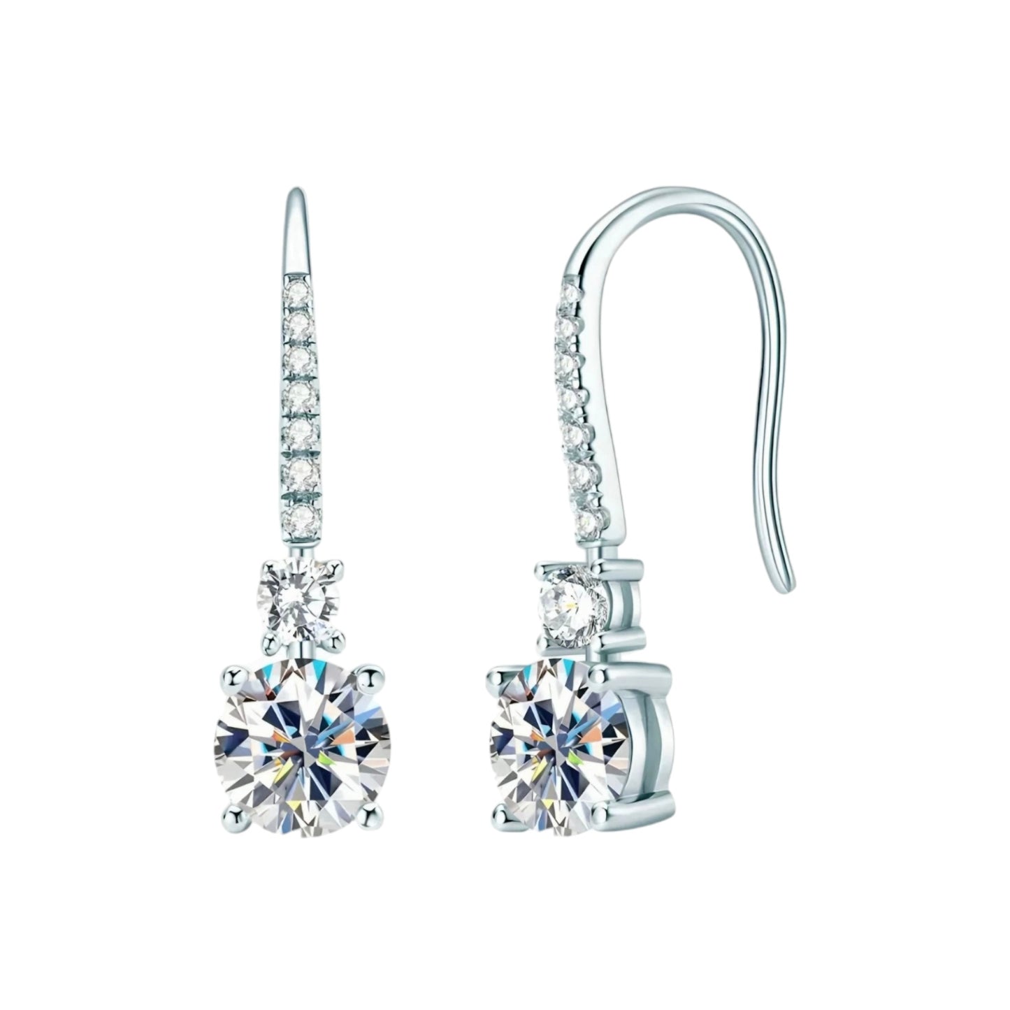 Drop hook moissanite earrings