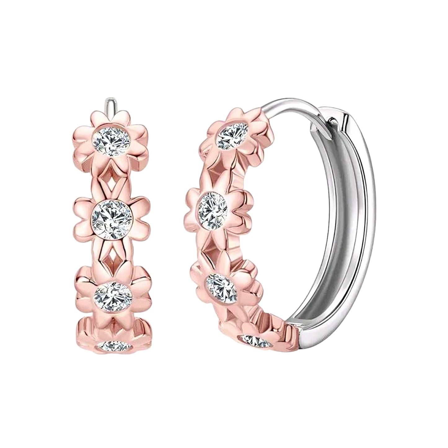 Flower hoop moissanite earrings