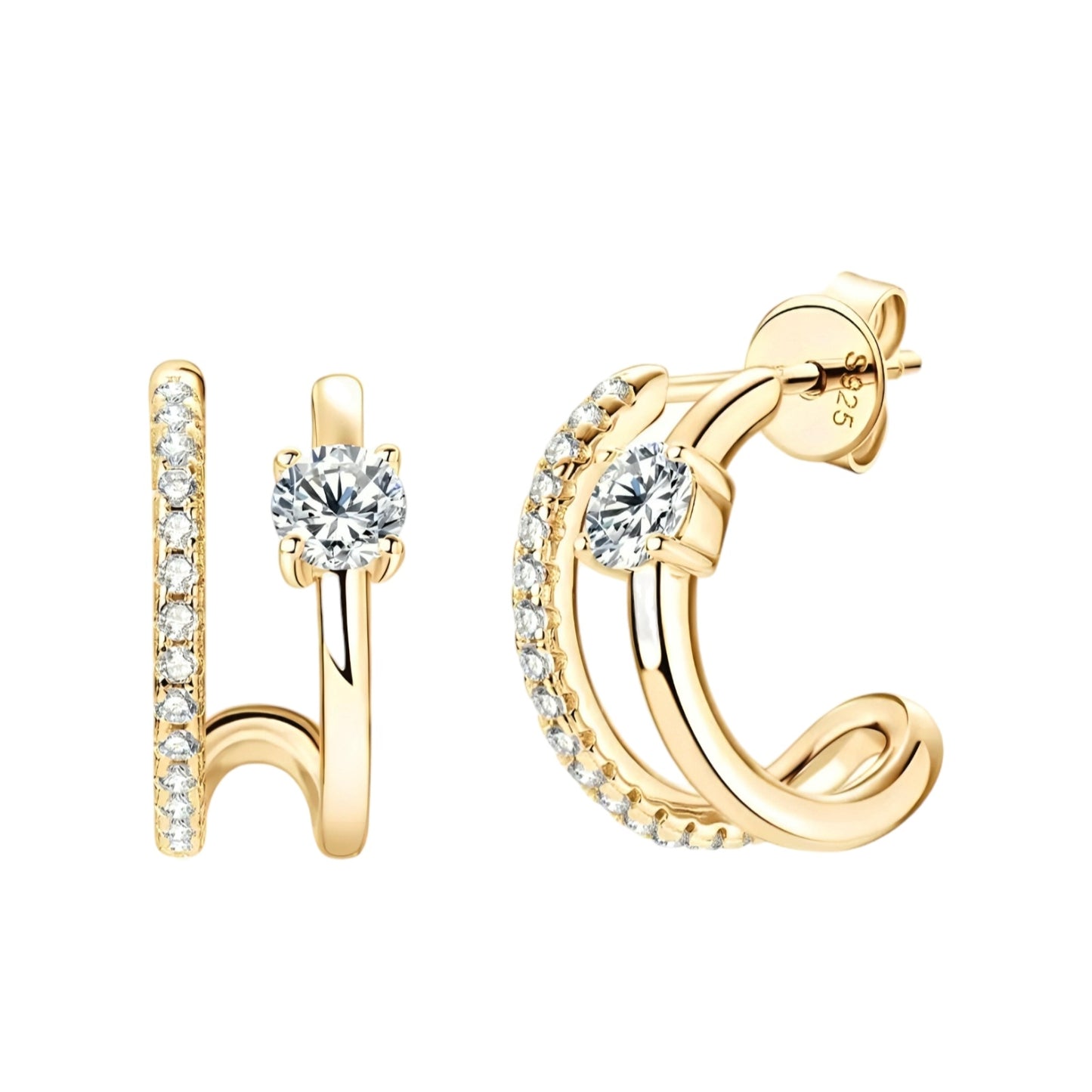 Half hoop moissanite earrings