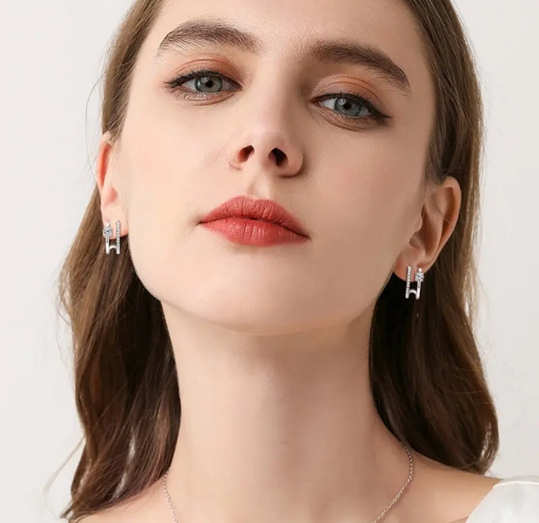 Half hoop moissanite earrings
