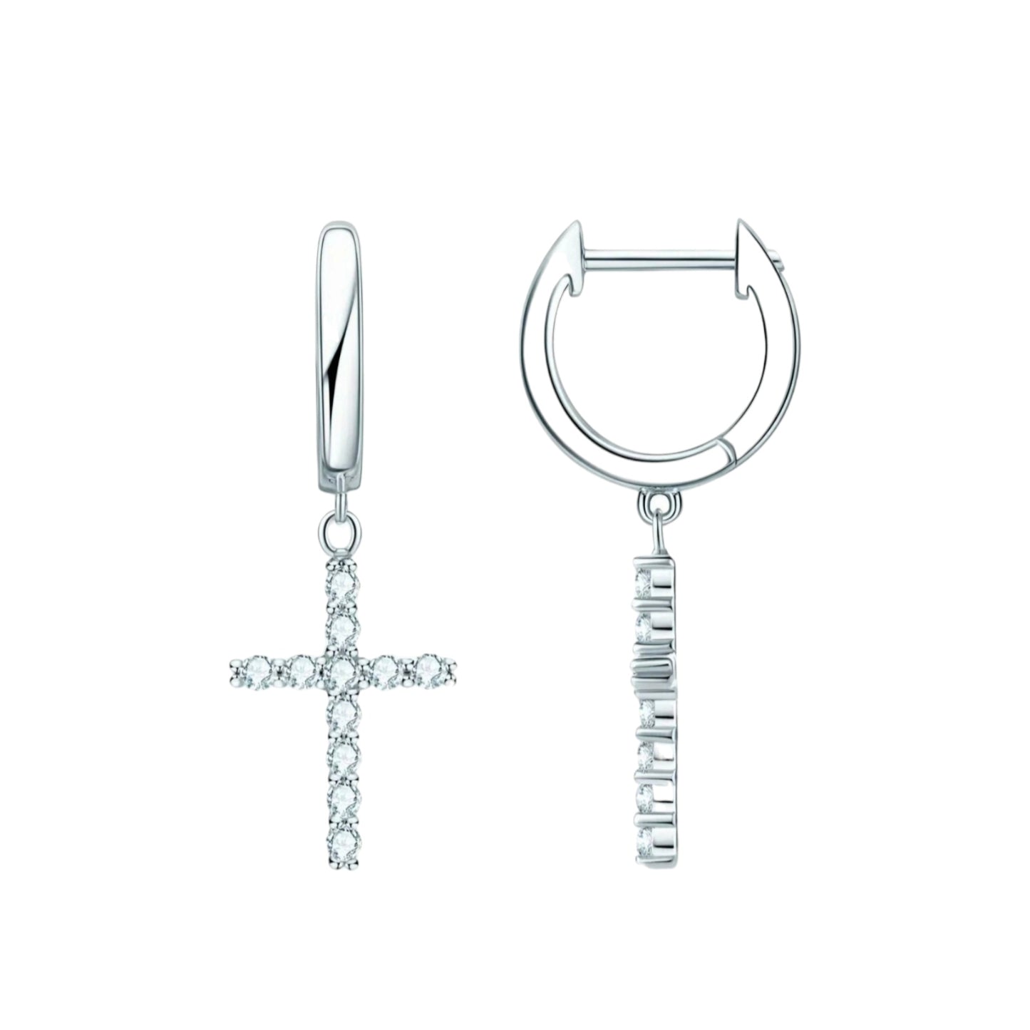 Unique cross shape moissanite earrings