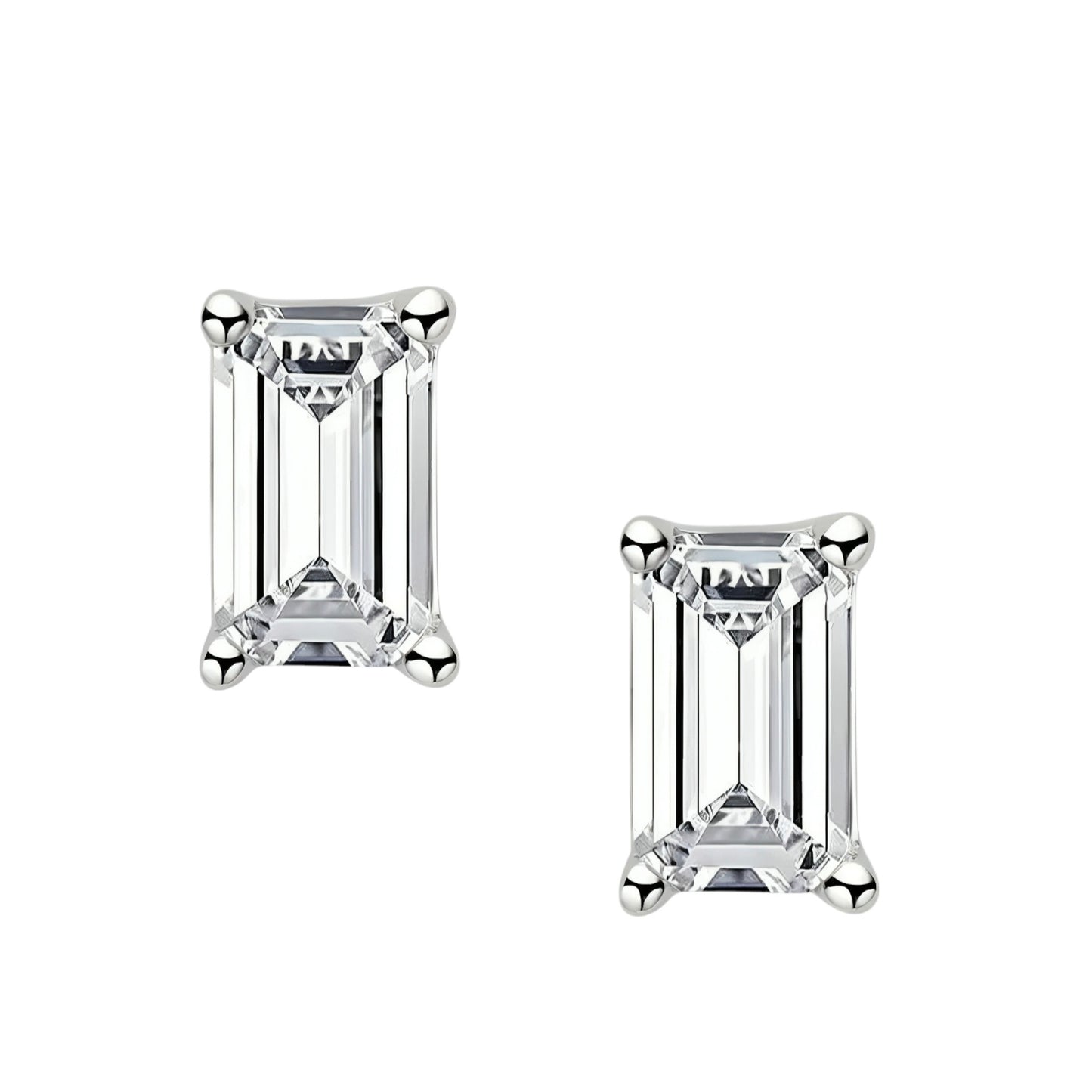 Emerald shape moissanite earrings