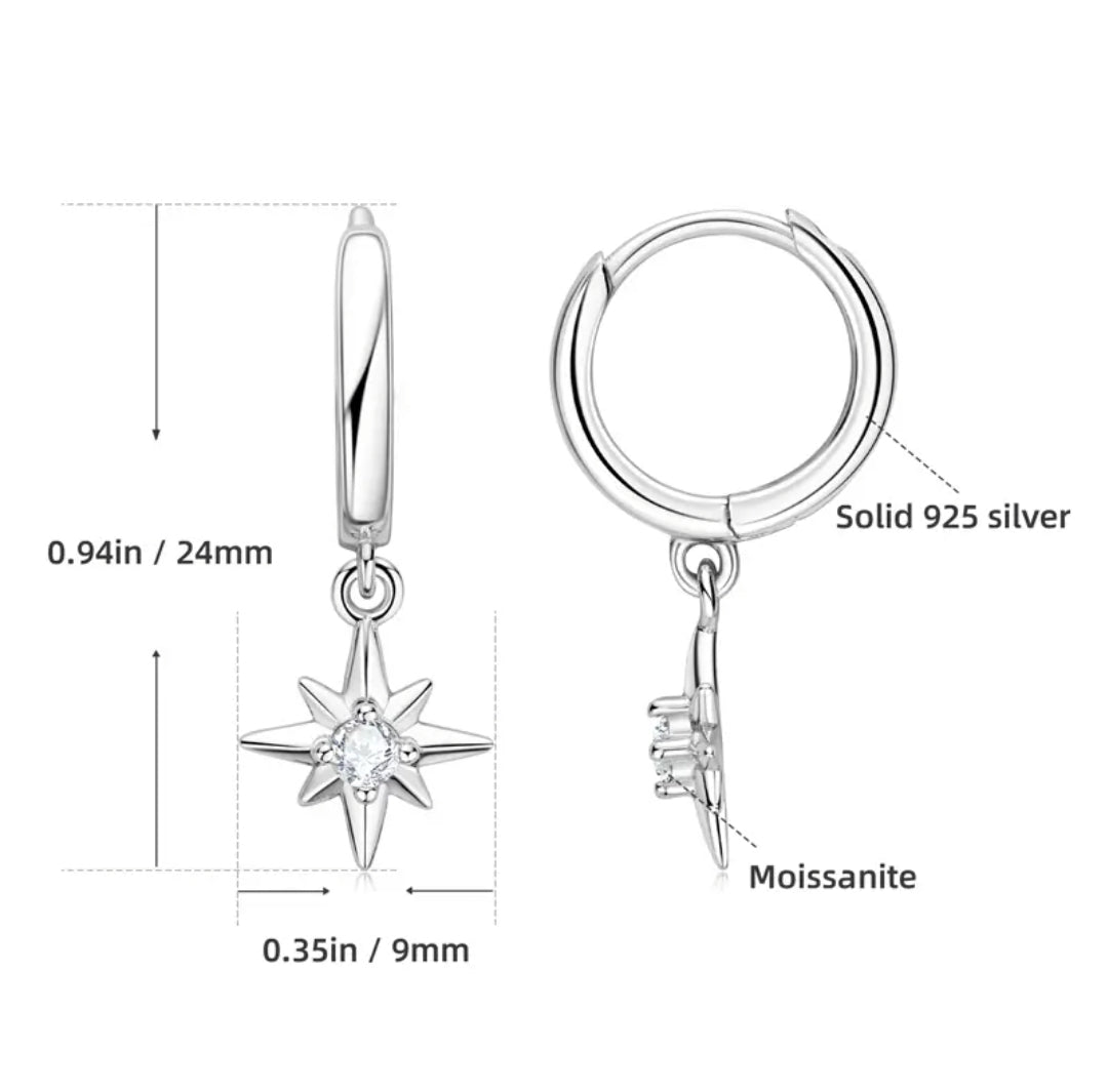Star shape moissanite earrings