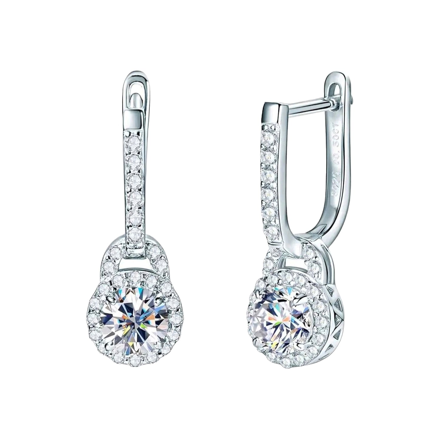 Dangle hoop moissanite earrings