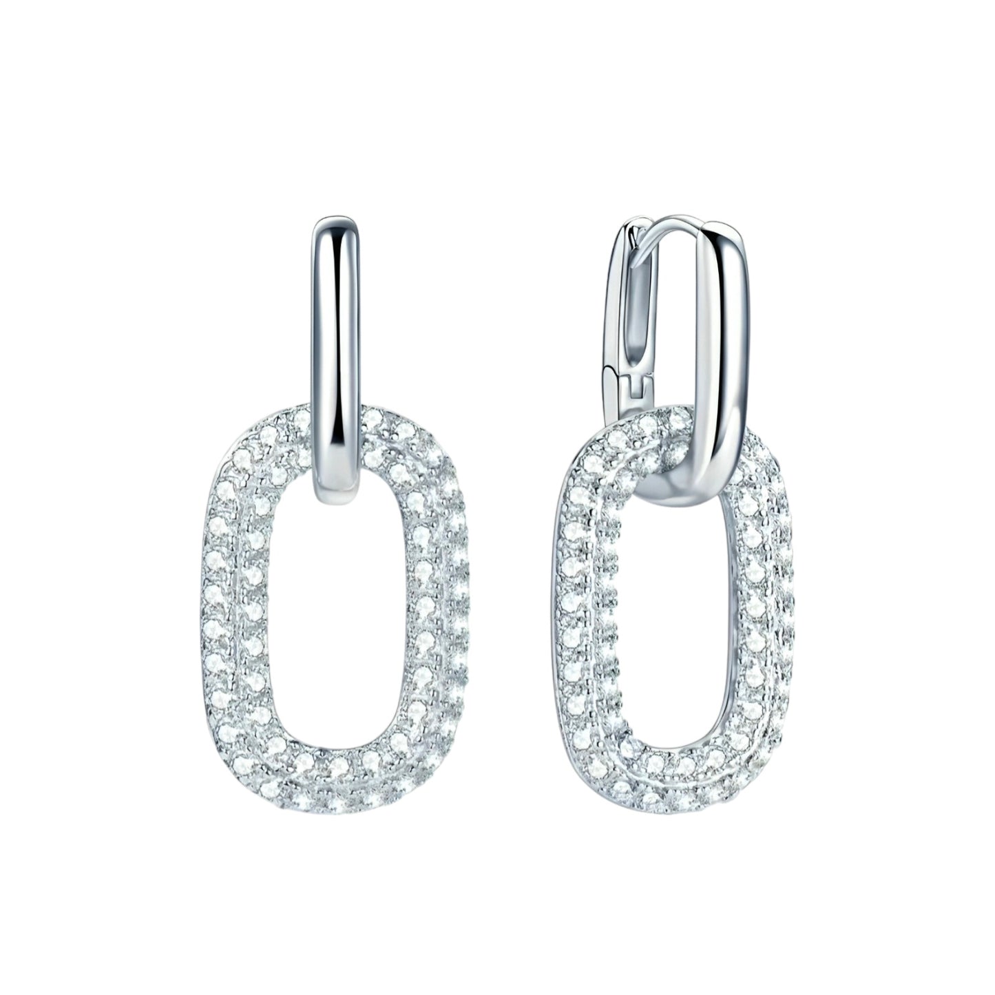 Earrings, real 1.7mm 108pcs moissanite stones, earrings pair, 925 sterling silver