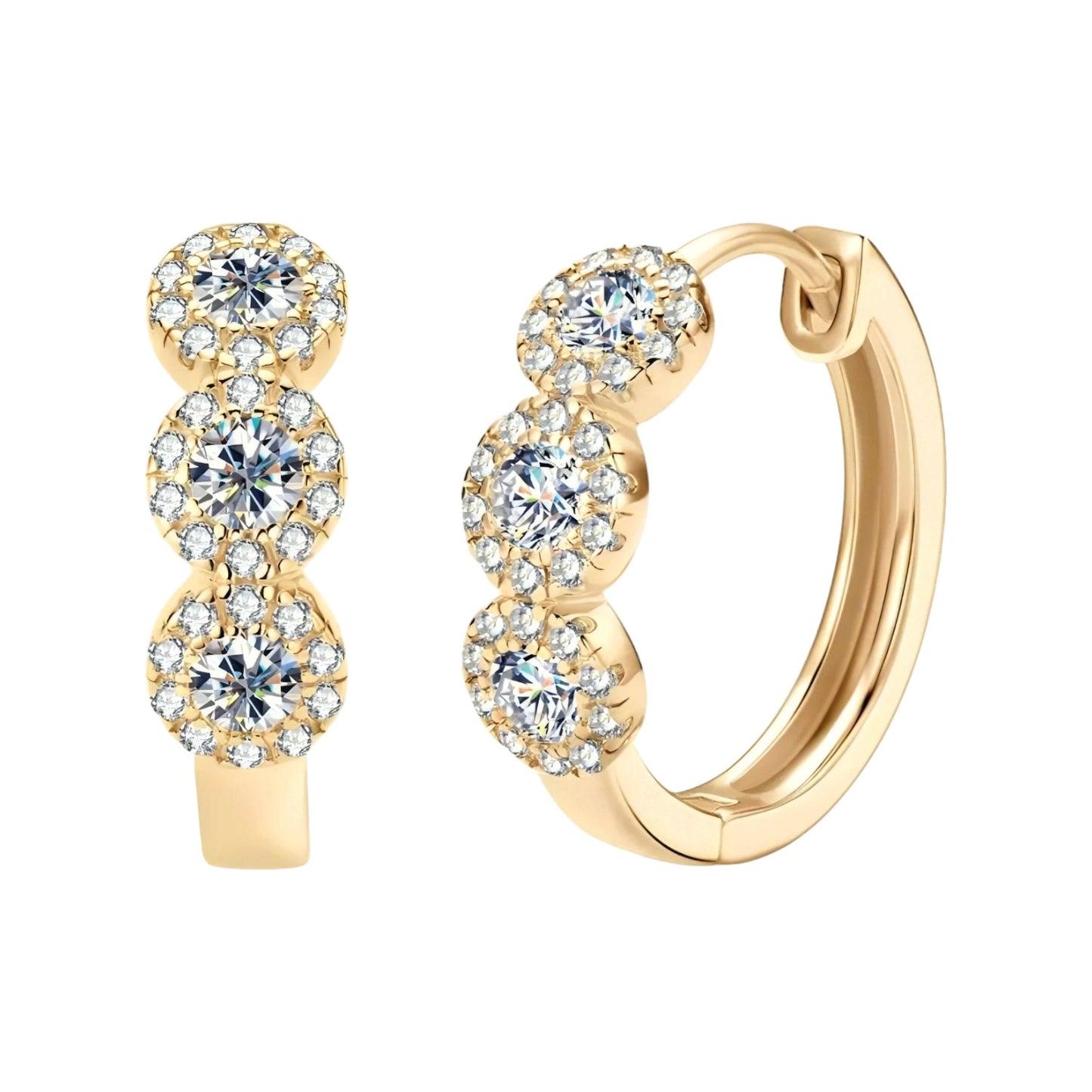 Earrings, real 3mm*6pcs moissanite stones, 925 sterling silver