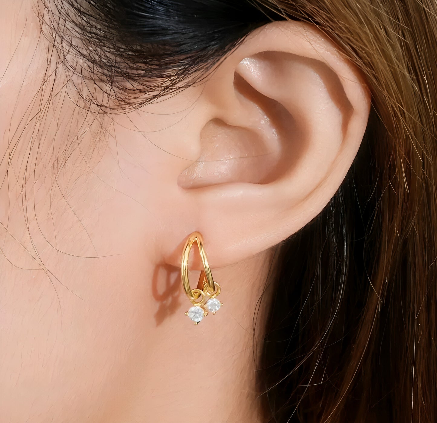 Drop stud moissanite earrings