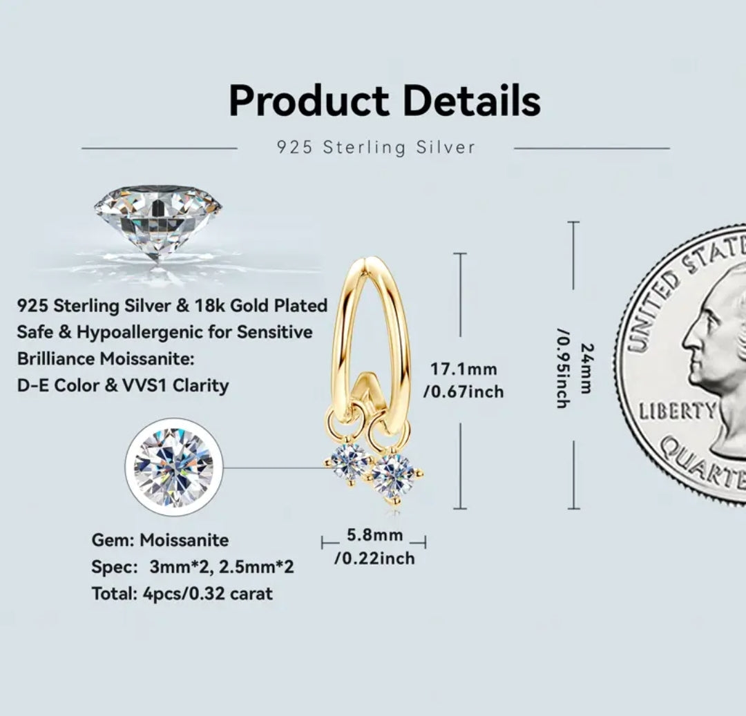Drop stud moissanite earrings