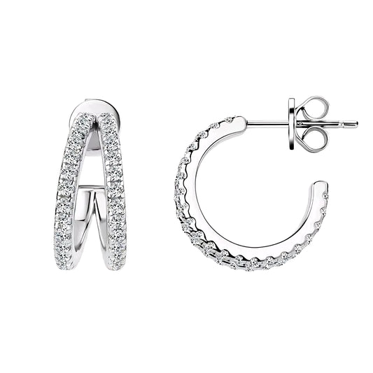 Moissanite earrings with C shape