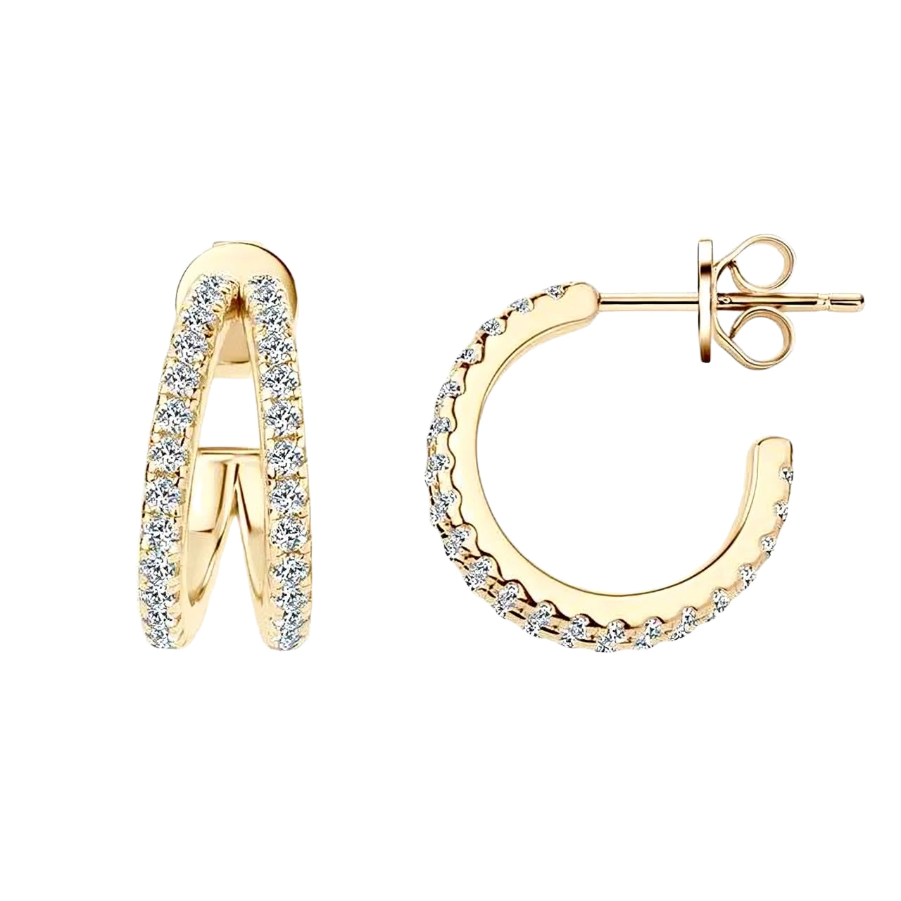 Moissanite earrings with C shape