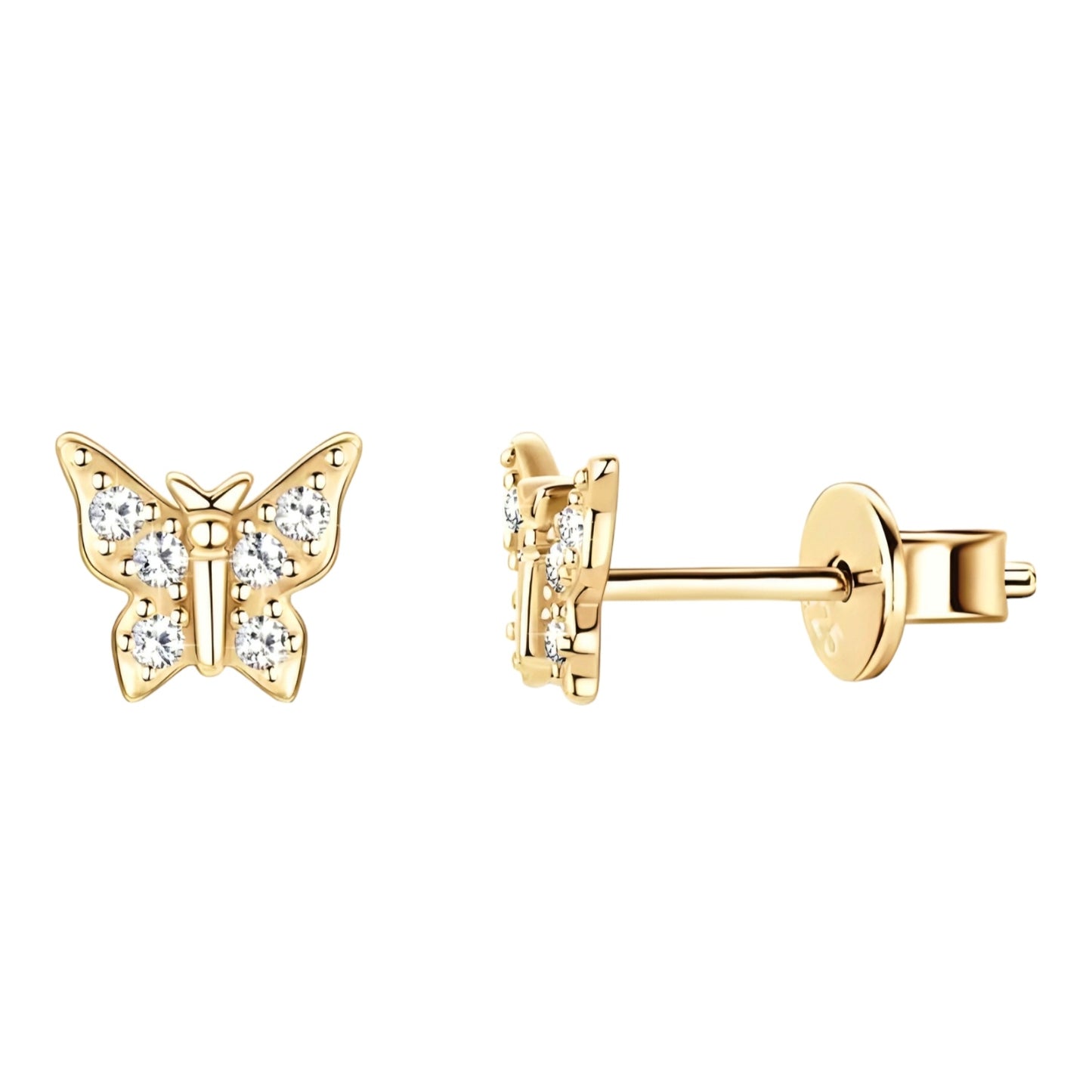 Moissanite earrings in butterfly shape