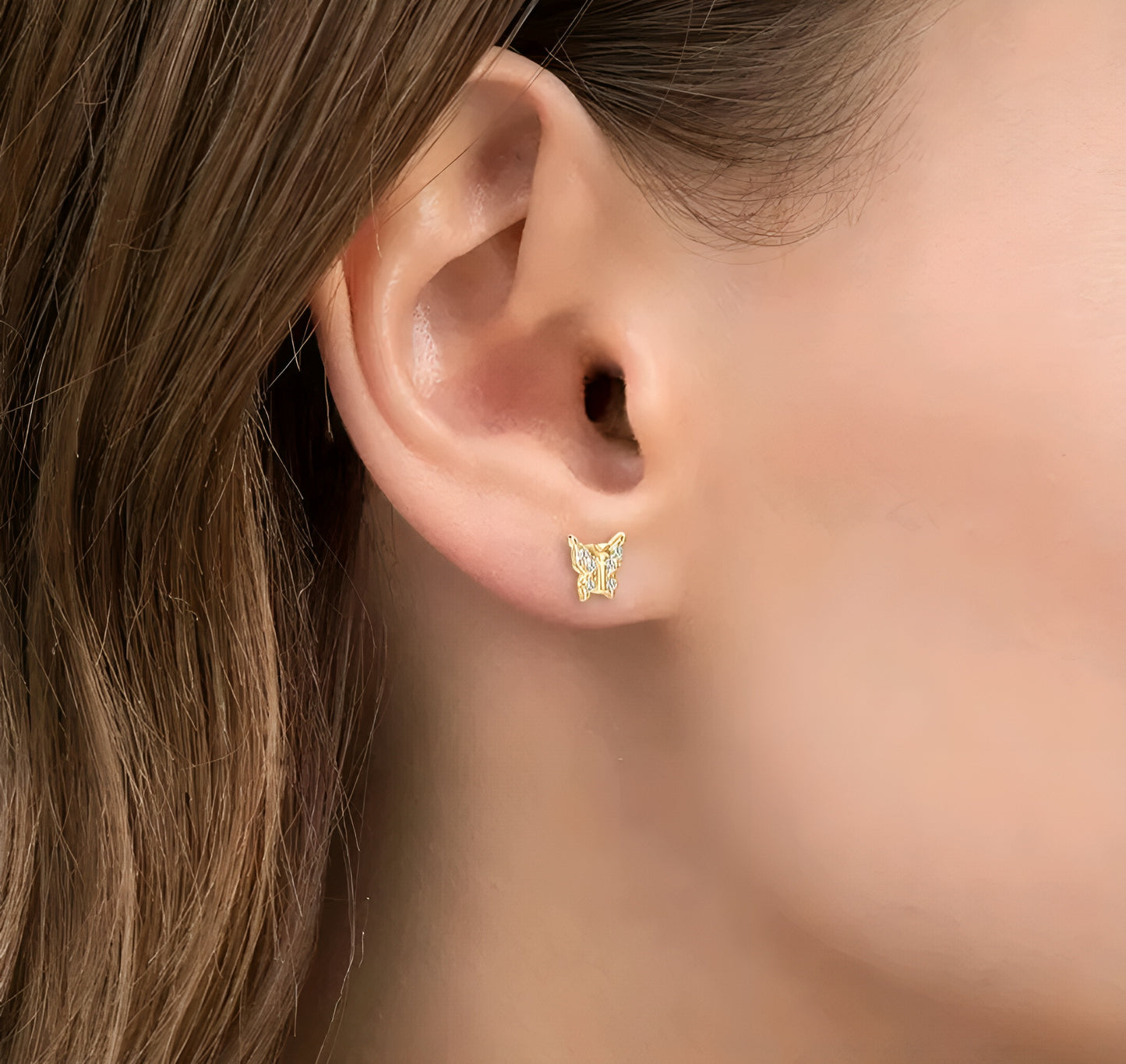 Moissanite earrings in butterfly shape