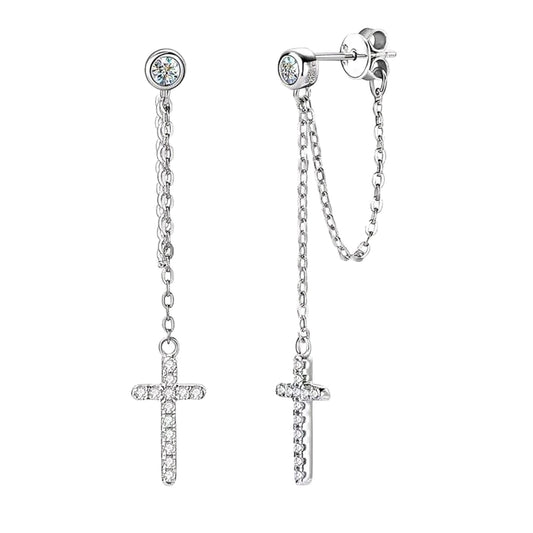 Moissanite earrings in link chain
