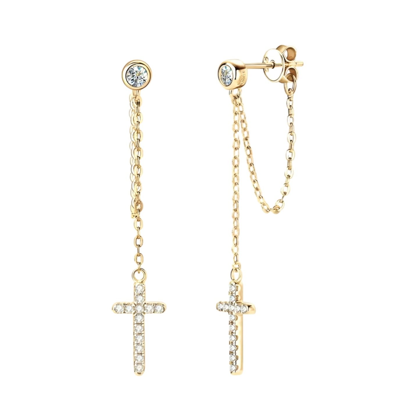 Moissanite earrings in link chain