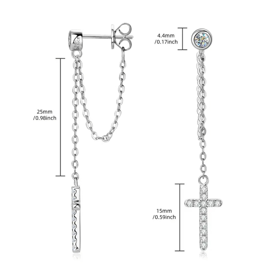 Moissanite earrings in link chain