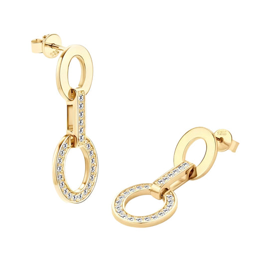 Moissanite earrings with round links