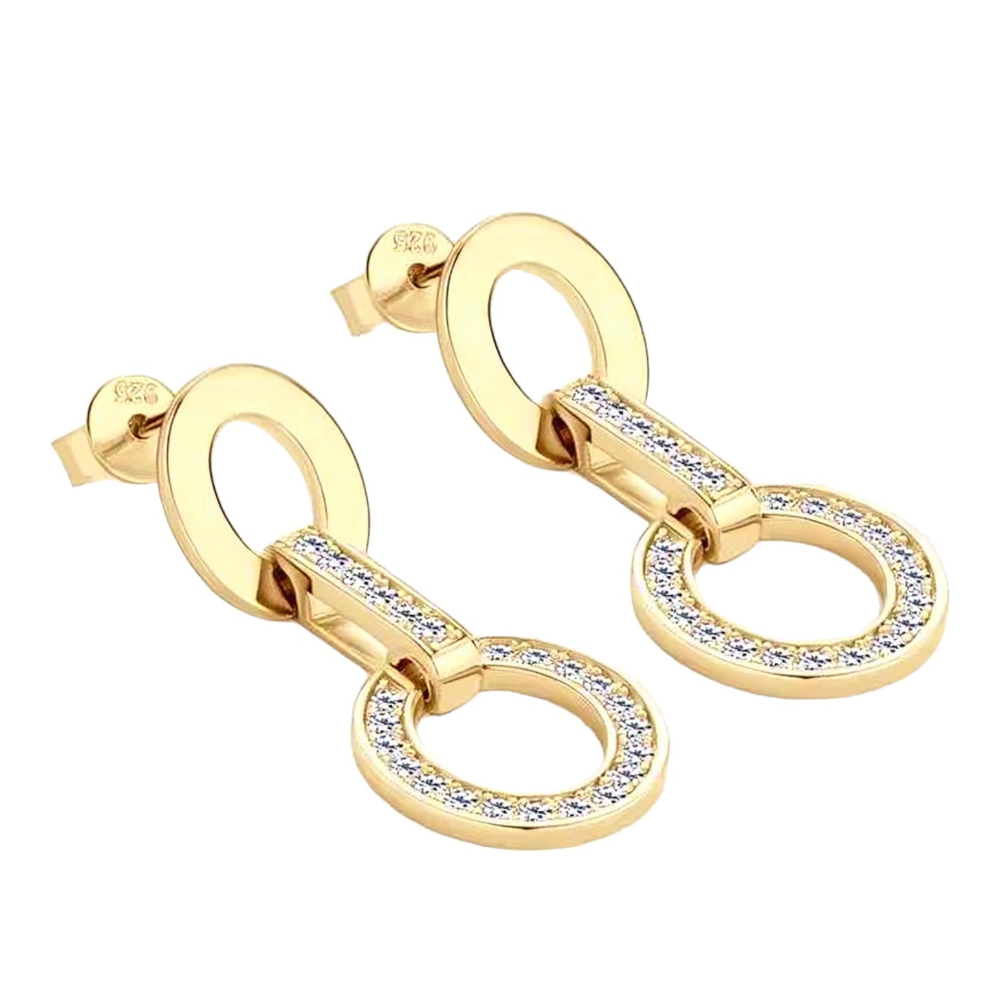 Moissanite earrings with round links