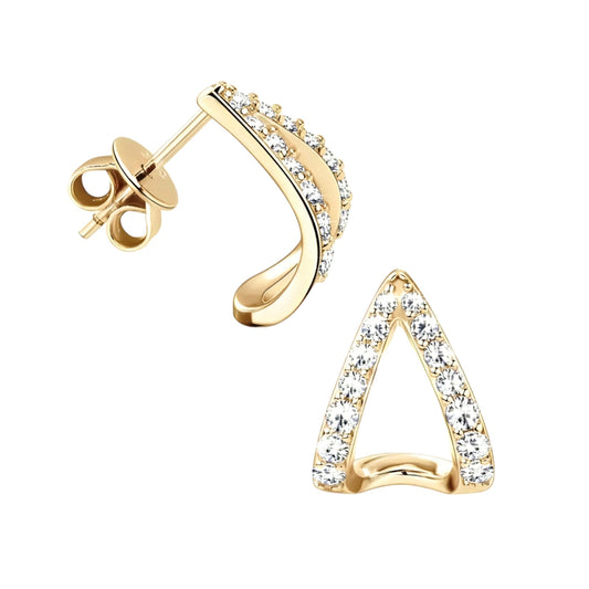 Moissanite earrings in curve shape