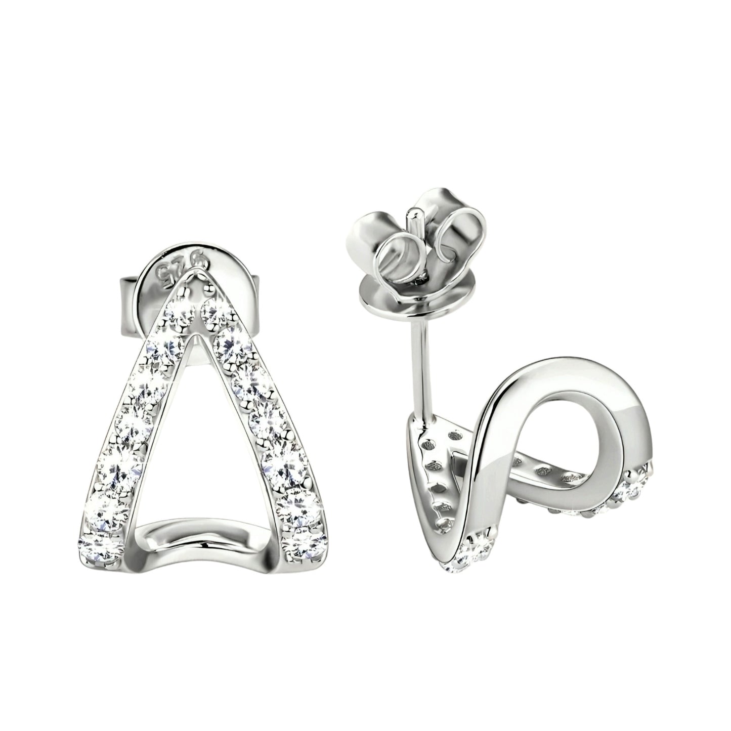 Moissanite earrings in curve shape