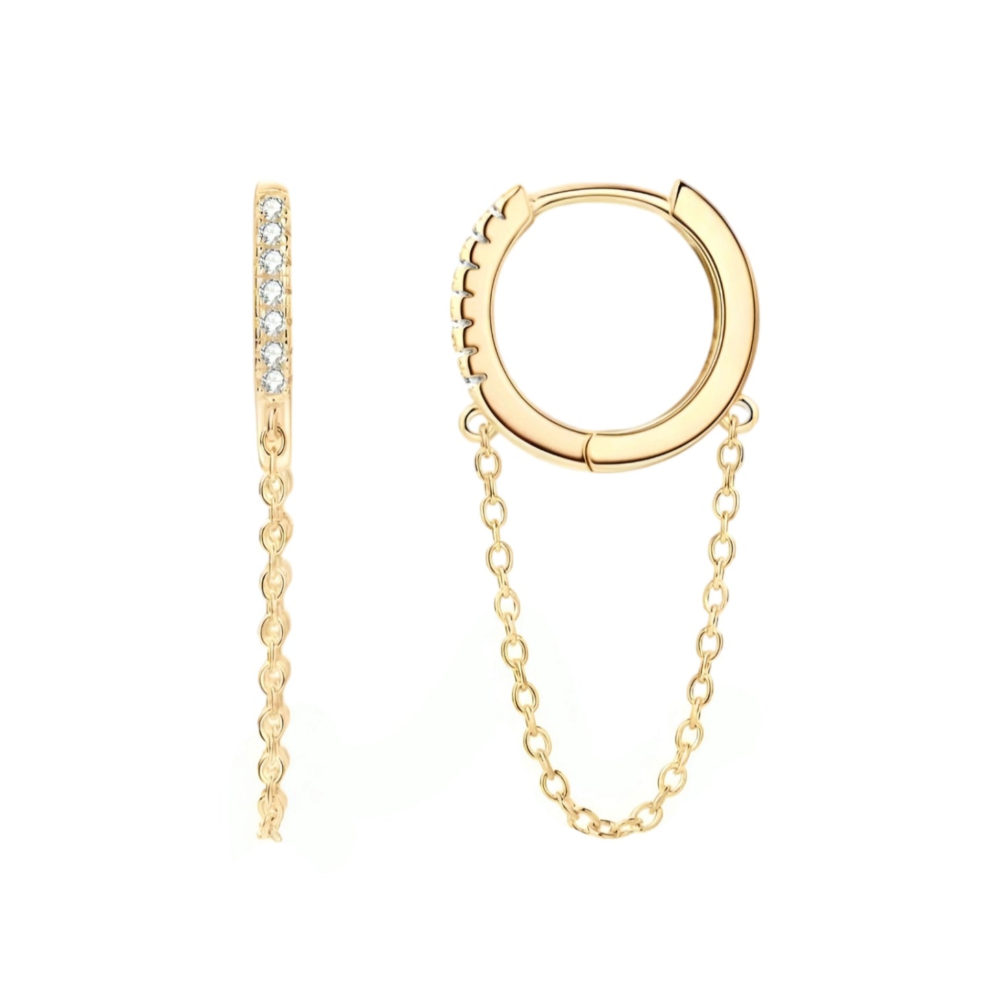 Chain earrings with moissanite stones