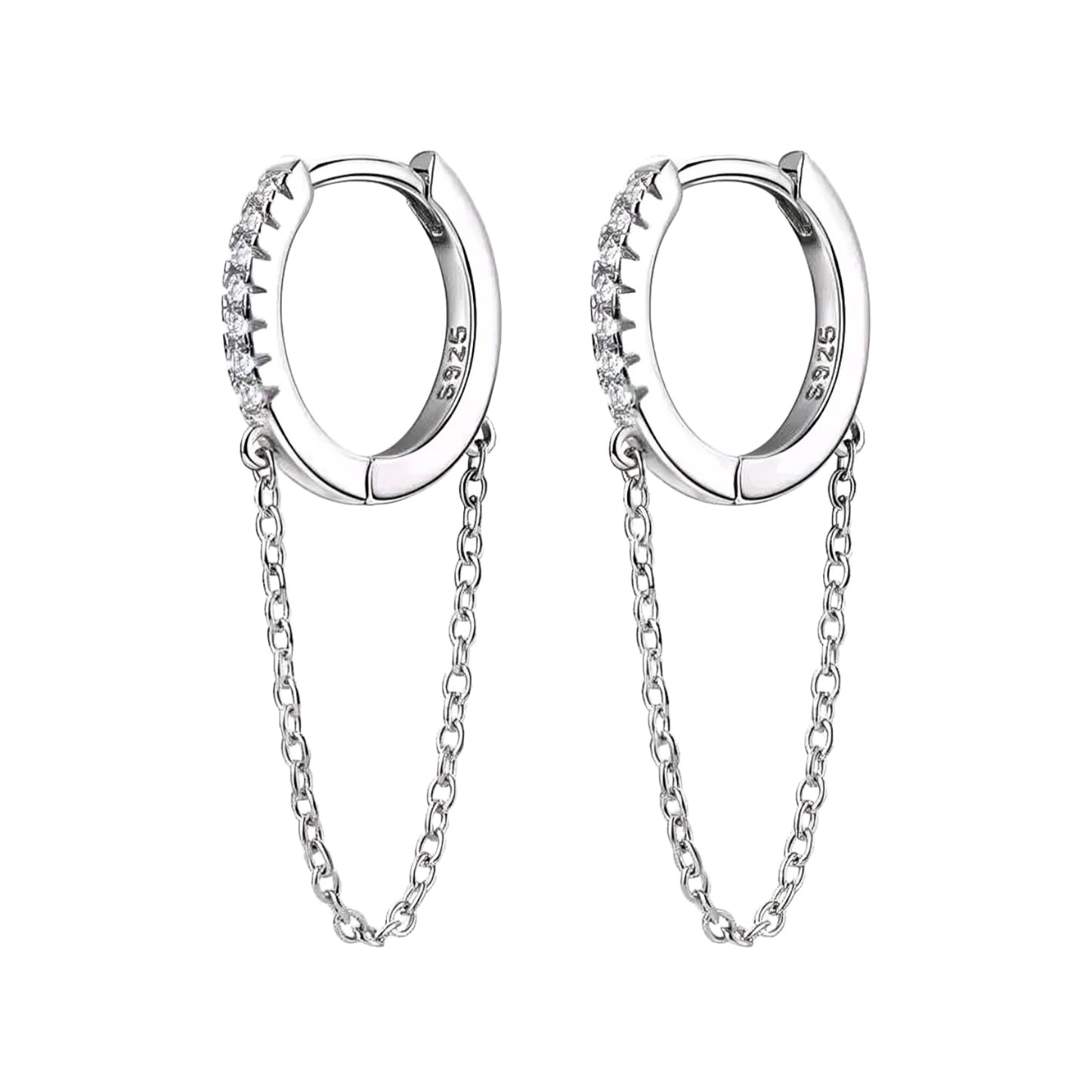 Chain earrings with moissanite stones